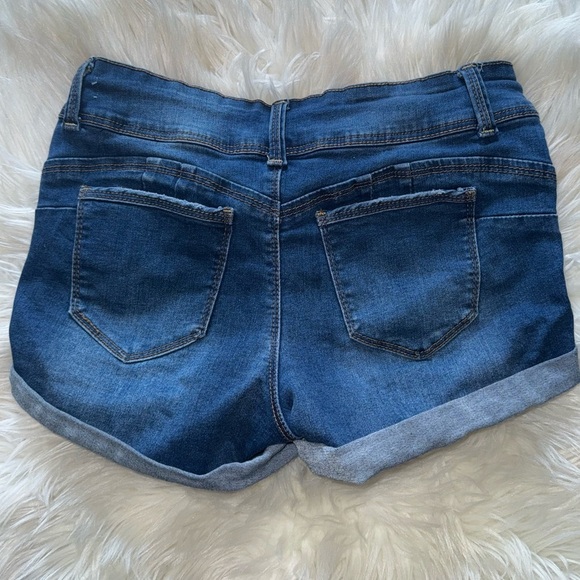 Wax Jean Butt I Love You Womens Blue Jean Stretch Drawstring Shorts Size Small - Picture 5 of 12